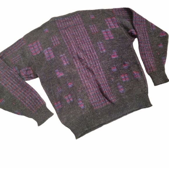 Vintage Mens Sweater Size XL Gray Justin Reed Long Sleeve Y2K 80s 90s - Picture 2 of 7